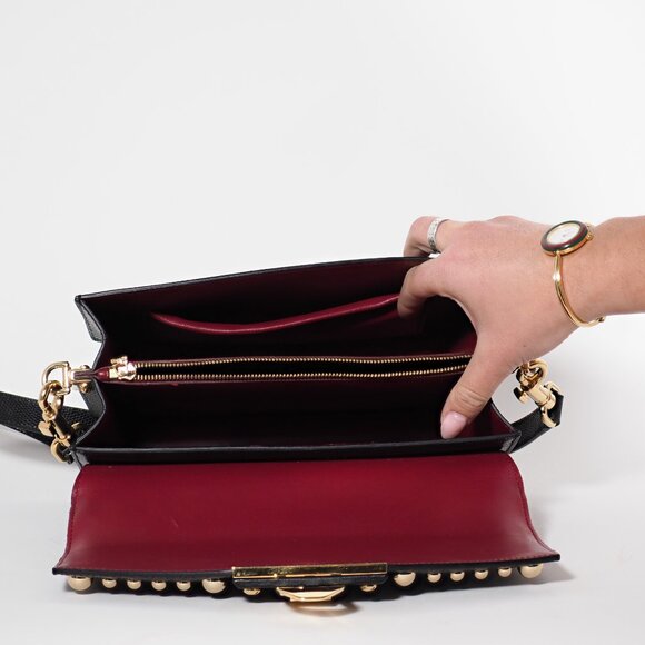 Dolce & Gabbana Black Medium Lucia Shoulder Bag Gold Studded Leather - Picture 12 of 16